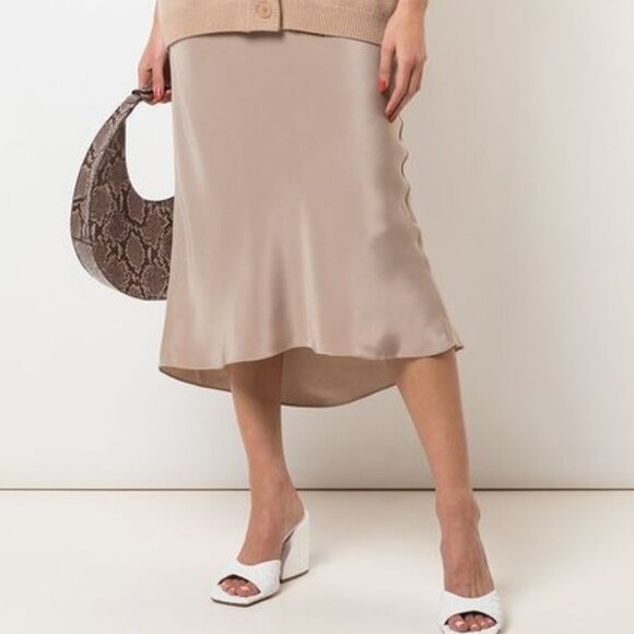 Tibi **NWT** silk 4 ply bias cut skirt in latte color. Size 12. - Picture 15 of 15